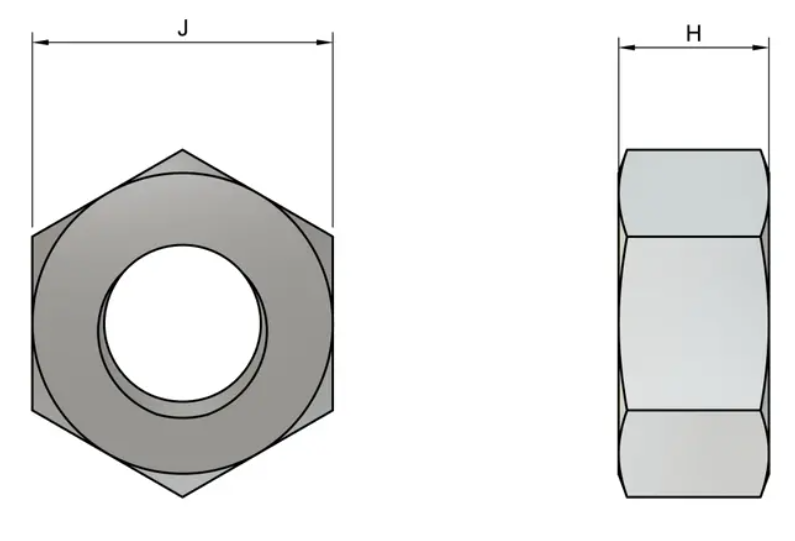 M8 Hex Nut (DIN 934) - Stainless Steel 304 (A2-70)