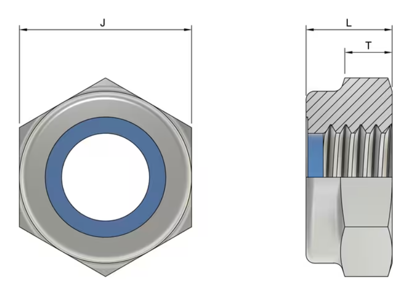 M6 Nyloc Nut (DIN 985) - Stainless Steel 304 (A2-70)