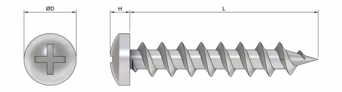 No.8 (4.2mm) x 9.5mm Phillips Pan Head Self Tapping Screw (DIN 7981) - Stainless Steel 304