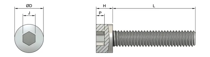 M3 x 6mm Socket Head (Allen Bolt) Cap Screw (DIN 912) - Stainless Steel 304 (A2-70)