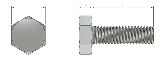 M6 x 10mm Hex Bolt (DIN 933) - Stainless Steel 316 (A4-70 - A4-80)