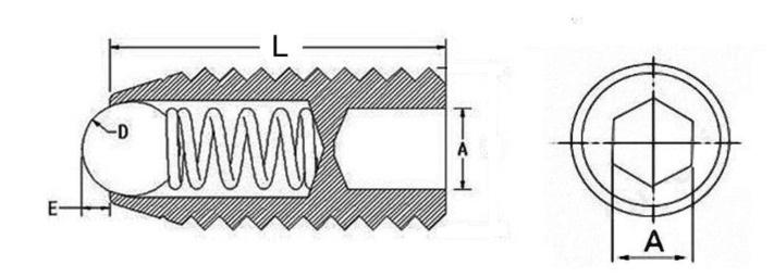 M4 x 12mm Ball Plungers (Allen Types) (C-BSM) - Stainless Steel 304
